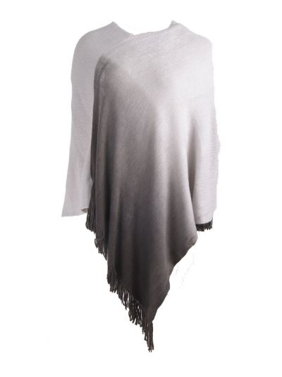 Poncho met kleurverloop in grijs-tinten
