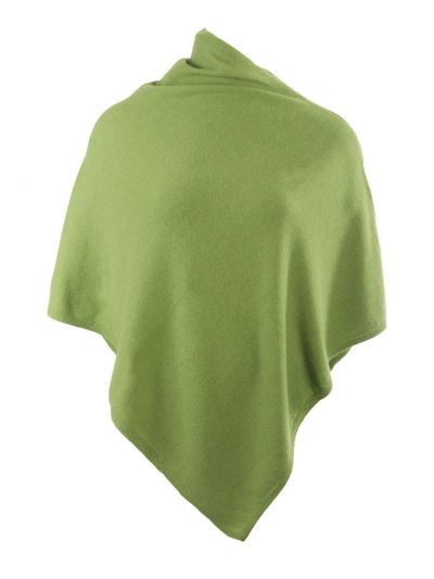 Kasjmier-blend poncho in appelgroen