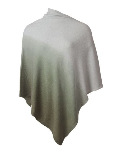 Kasjmier-blend poncho met kleurverloop in groen