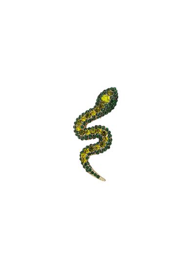 Slang broche met strass in groen