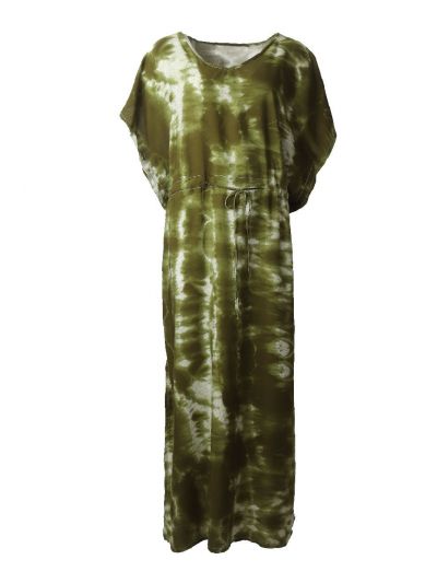 Groene kaftan met tie-dye print