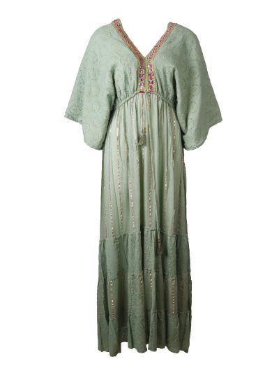 Lange maxi-jurk in de kleur jadegroen