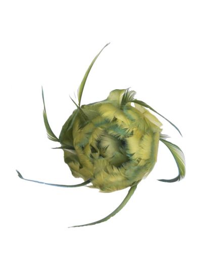 Groene veren bloemcorsage