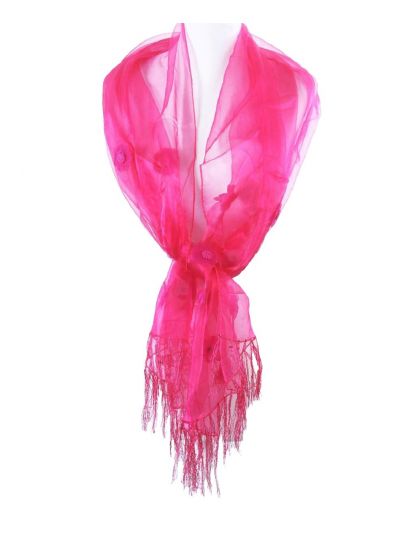 Hardroze organza stola afgewerkt met bloemetjes
