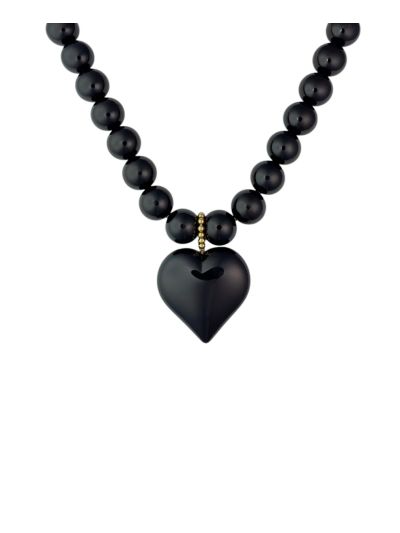 Statement kralenketting met hart in zwart