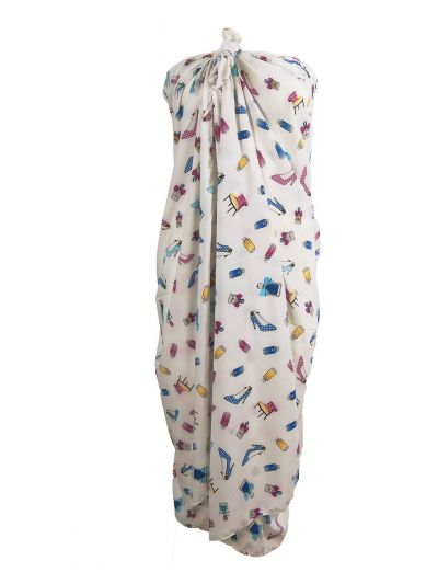 Witte rekbare pareo met fashion print