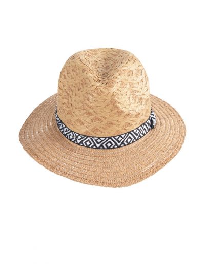 Fedora zonnehoed in beige van stro