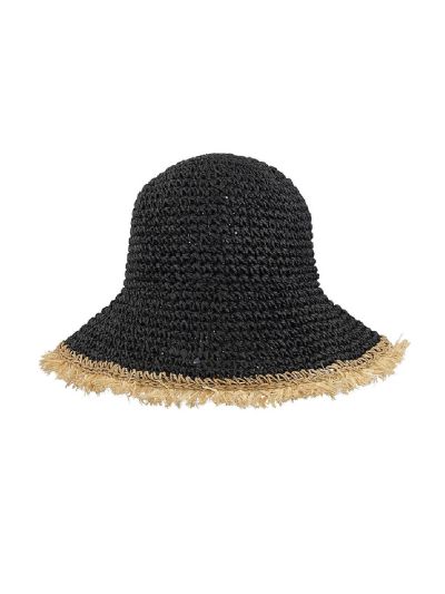 Zwart strohoedje met elegante randafwerking