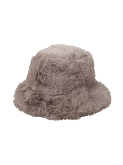 Imitatie kunstbont buckethat- taupe