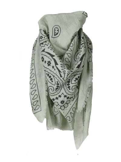 Vierkante XL sjaal in jadegroen met bandana print