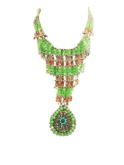 Jadegroene halsketting met grote hanger