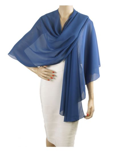 Jeansblauwe soepelvallende cape stola
