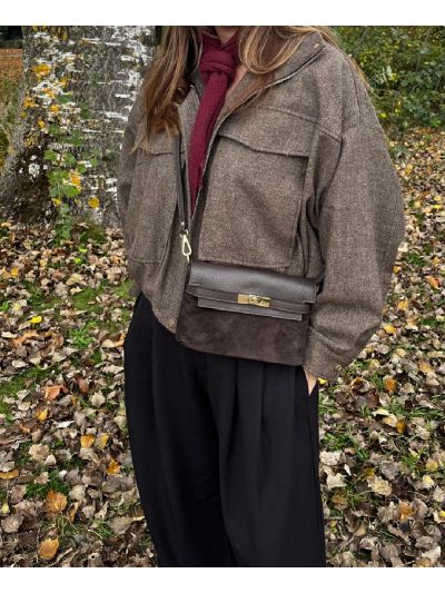 Jolie clutch in suéde & leer 