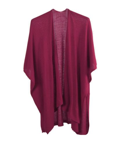 Kasjmier-blend omslagdoek in framboosrood