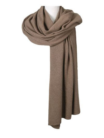 Kasjmier-blend sjaal/omslagdoek in bruin