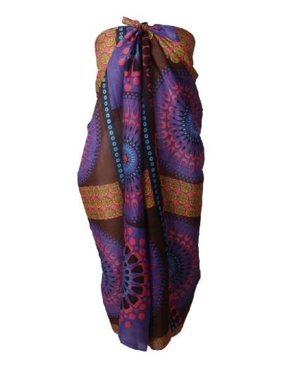 Kate sarong in donkerbruin met ornamentprint
