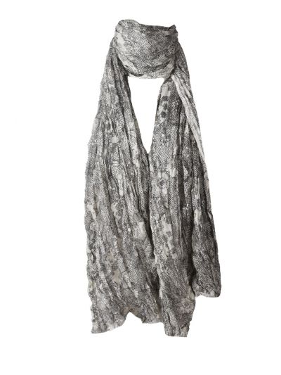 Katoenen ivoorkleurige sjaal met floral print