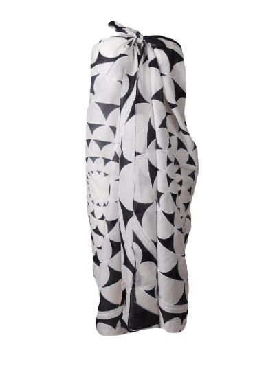 Katoenen sarong bloem in zwart wit