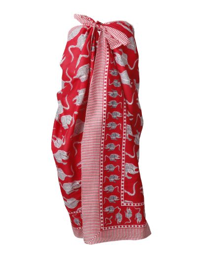 Sarong in rood met tijgerprint