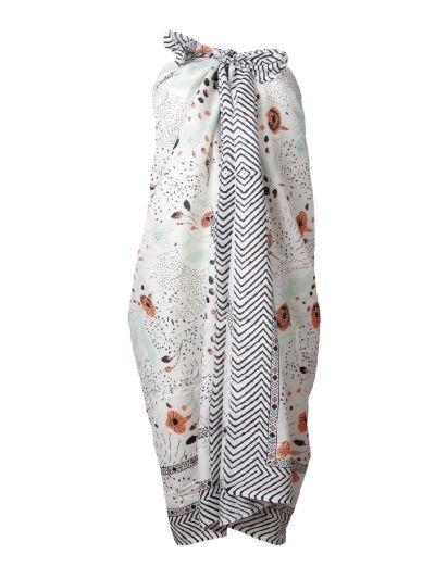 Katoenen sarong met illustrated bloemenprint