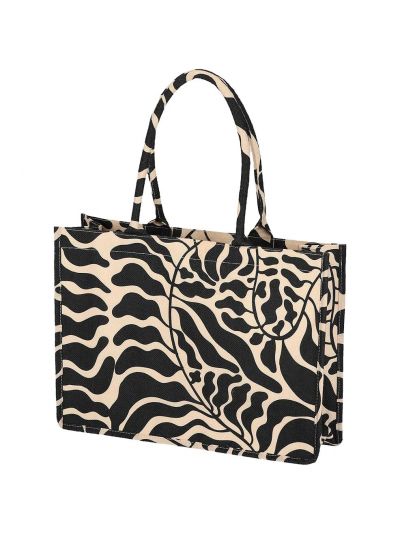 Strandtas in zwart en lichtbeige