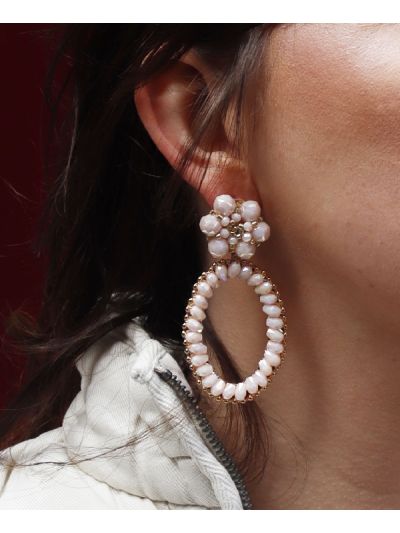 Kelly statement oorbellen in ecru