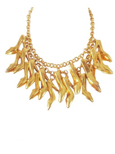 Halsketting met 17 gouden stiletto pump hangers