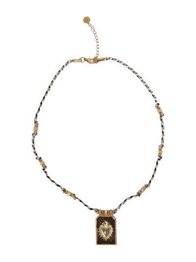 Gevlochten touwketting met bedel
