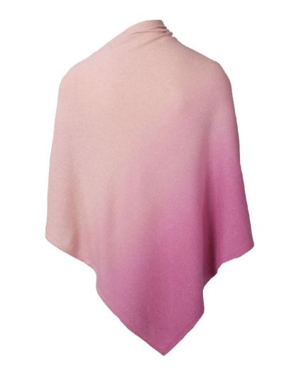 Kasjmier-blend poncho met kleurverloop in roze