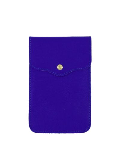 Lederen telefoontasje in kobaltblauw