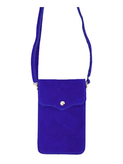 Kobaltblauwe suede telefoontasje