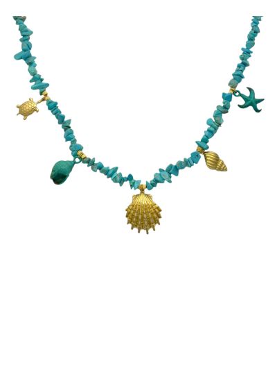 Statement koraal ketting in turquoise