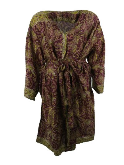 Zijde-blend kimono met paisley in limegroen