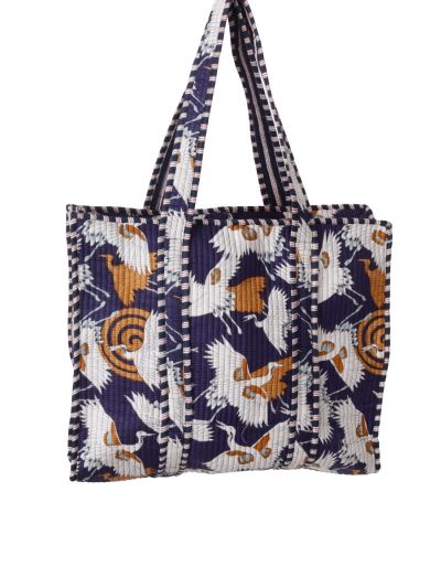Gewatteerde schoudertas/shopper in donkerblauw