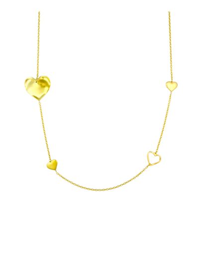 Goudkleurige lange ketting met hartjes