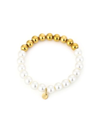 Lauri- parel armbandje met gouden kralen