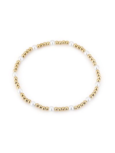 Lauri – armband goudkleurige balletjes en parels