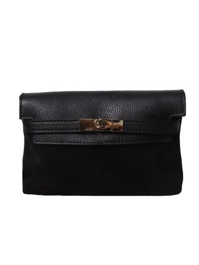 Jolie clutch in suède & leer 