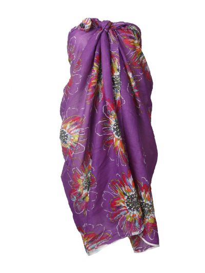 Leah pareo in paars en bloemenprint