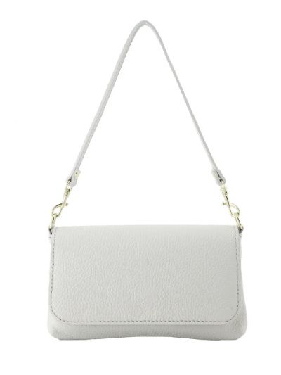 Lederen clutch in zachtgrijs