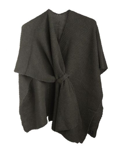 Alpaca-blend omslagdoek in legergroen met lus