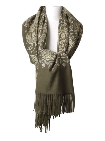 Zachte omslagdoek met geweven paisley dessin