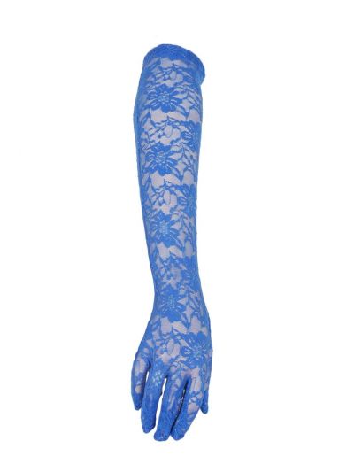 Licht kobalt kanten avondhandschoenen