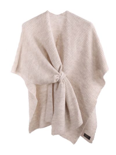 Alpaca-blend in lichtbeige omslagdoek met lus