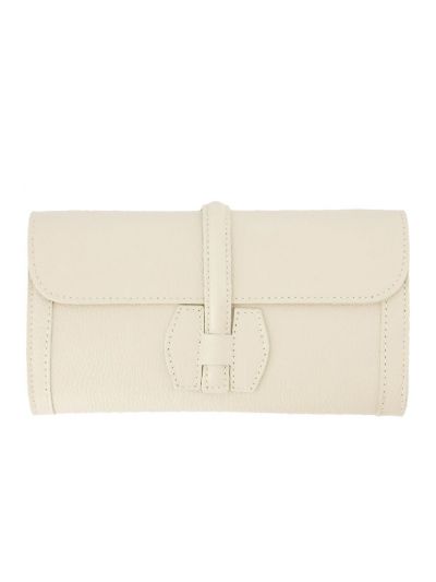 Lichtbeige lederen clutch