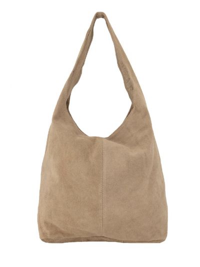 Lichtbeige suède shopper met rits