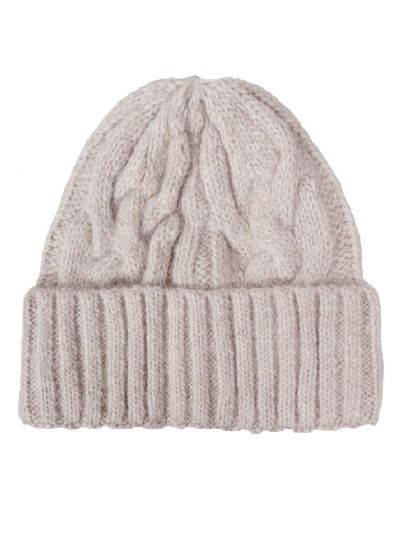 Grof gebreide muts in lichtbeige