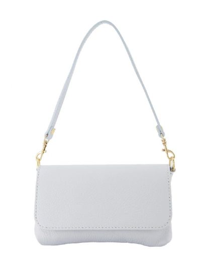 Lichtblauwe lederen clutch