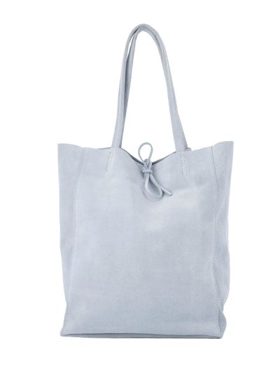 Suède shopper in zachtblauw