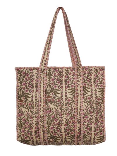 Gewatteerde schoudertas/shopper met bloementjes
